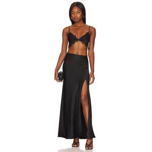 Bec + Bridge Camille Satin Maxi Skirt Black Womens Size 4